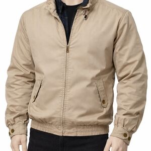 Sunice Men 3XL Beige Bomber Jacket Windbreaker Zip Men Y2k Boho Sport